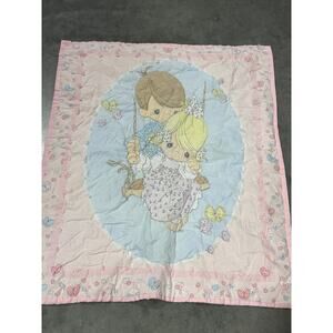 Precious Moments, Baby Blanket, 40x32", Girl and Boy, Pink Blue, ~ 251227-WH 780